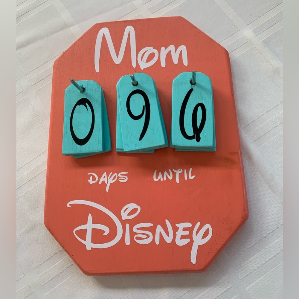 Custom made for Mom, Disney count down plague, melon and aqua. 8 X 11 inches